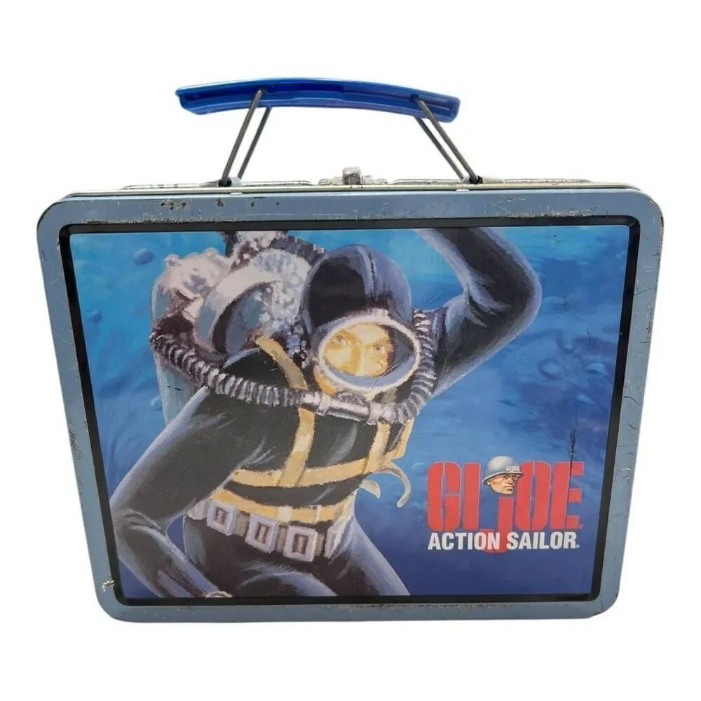 Vintage Hasbro Kids G.I. Joe Action Sailor Tin Box Metal Lunchbox Blue Multi OS